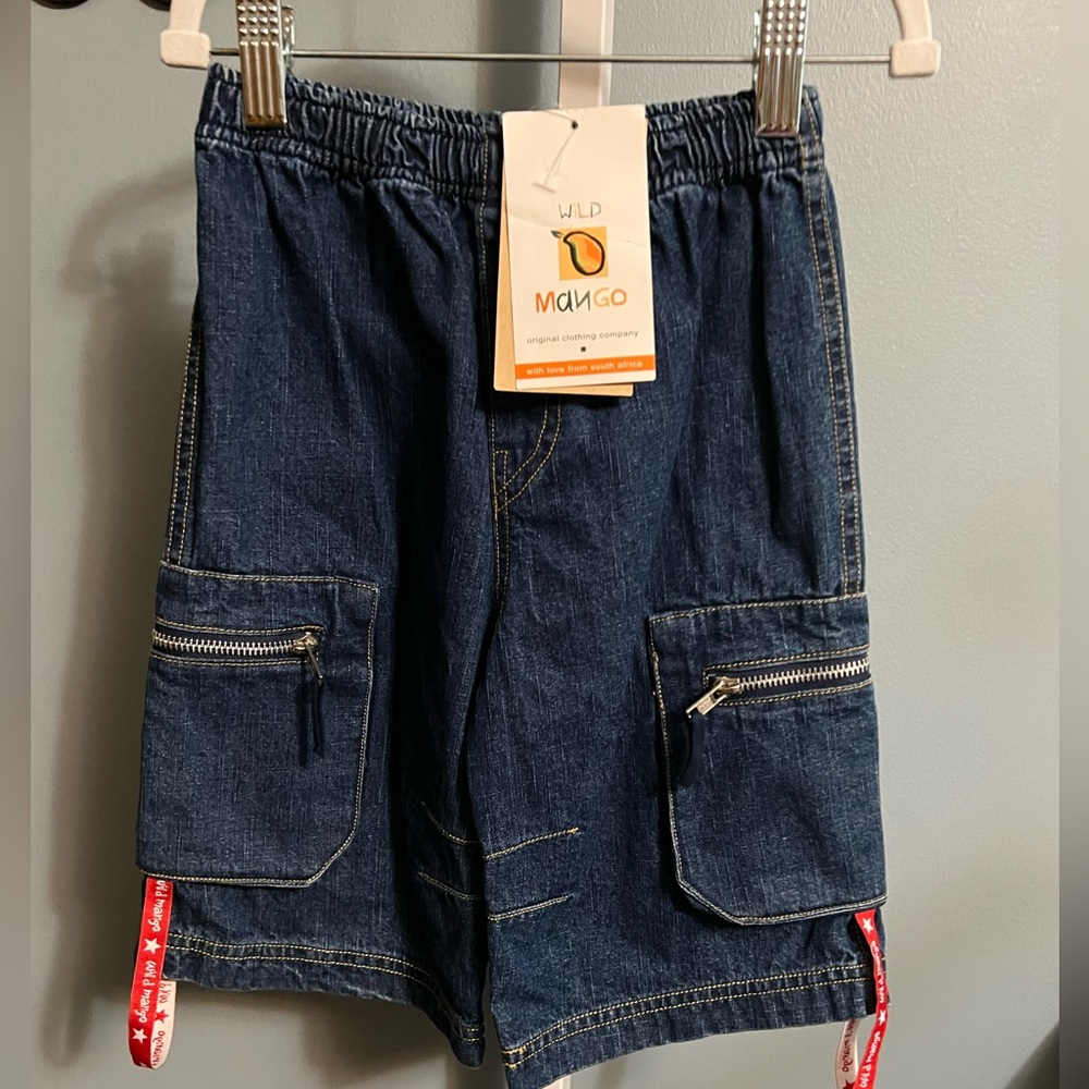 🇺🇸$5🇺🇸Wild Mango Dark Blue Cargo Denim Shorts NWT 3T